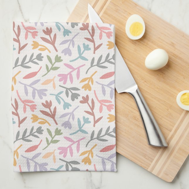 Colourful Boho Floral Tea Towel (Quarter Fold)