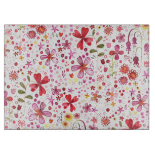 Colourful Boho Floral Watercolor Cutting Board