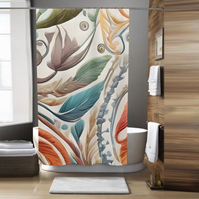 Colourful Boho Flower Theme Shower Curtain Style 2 (Creator Uploaded)