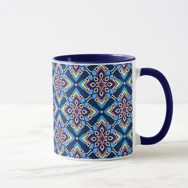 Colourful Boho Geometric Floral Pattern Mug (Right)