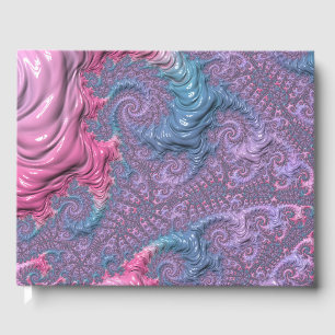 Colourful Boho Hippie Groovy Trippy Pastel Fractal Guest Book