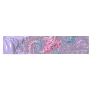 Colourful Boho Hippie Groovy Trippy Pastel Fractal Short Table Runner