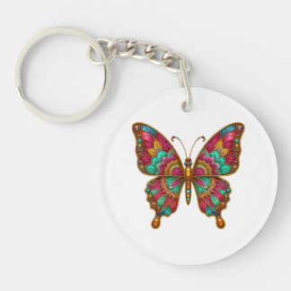Colourful Boho Mandala Butterfly Acrylic Keychain
