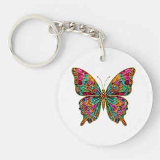 Colourful Boho Mandala Butterfly Acrylic Keychain