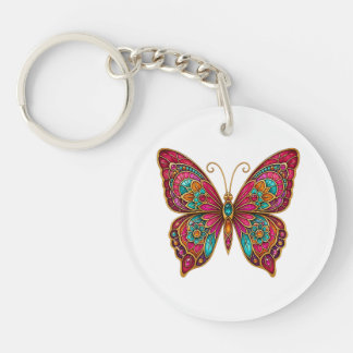 Colourful Boho Mandala Butterfly Acrylic Keychain