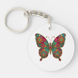 Colourful Boho Mandala Butterfly Acrylic Keychain