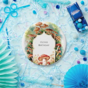 Colourful Boho Mushroom Birthday Paper Plate