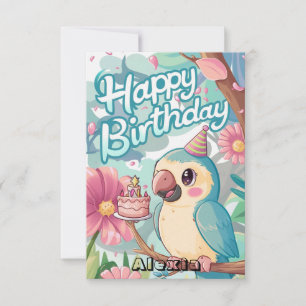 Colourful Boho Parrot Digital Birthday Card