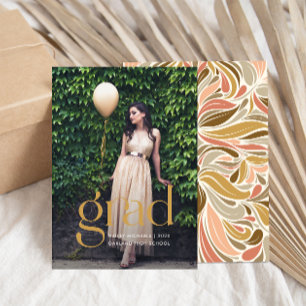 Colourful Boho Pattern Photo Graduation Invitation