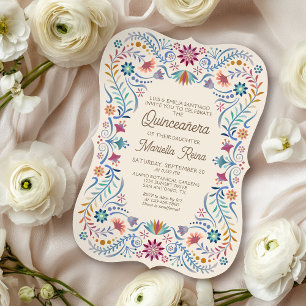 Colourful Boho Photo Quinceanera Invitation