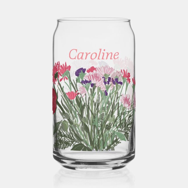 Colourful Boho Pretty Spring Flowers For Her Can Glass (Front)