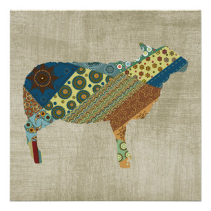 Colourful BoHo Quilt Sheep Design Poster