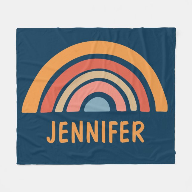 Colourful boho rainbow design fleece blanket (Front (Horizontal))