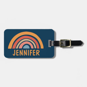 Colourful boho rainbow design luggage tag
