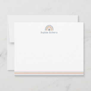 Colourful Boho Rainbow Line Kids Stationery Card