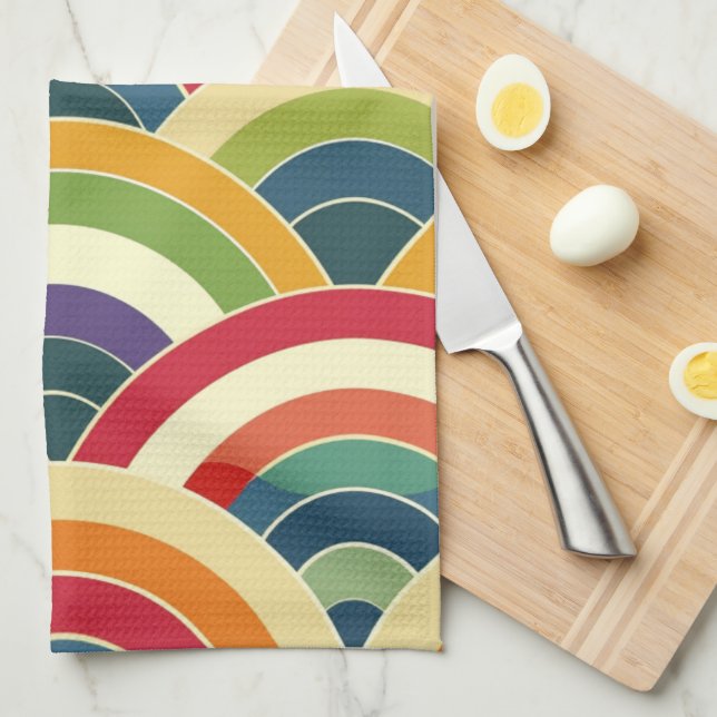 Colourful Boho Rainbow Tea Towel (Quarter Fold)