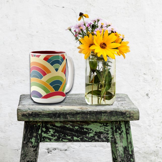 Colourful Boho Rainbow Two-Tone Coffee Mug (Creator Uploaded)