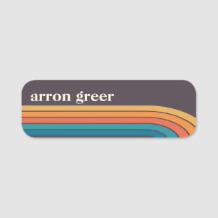 Colourful Boho Retro Stripes Name Tag