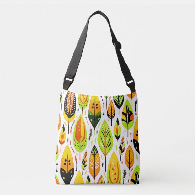 Colourful Boho Seamless Leaf Pattern Crossbody Bag (Front)