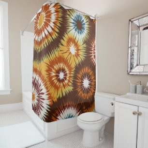 Colourful Boho Starburst Tie Dye Design Shower Curtain