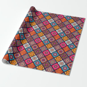 colourful boho style wrapping paper