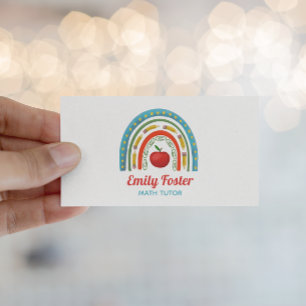 Colourful Boho Teacher Rainbow Custom Business Card