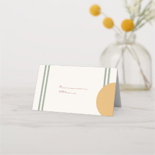 Colourful Boho Terracotta Yellow Arches Wedding Place Card