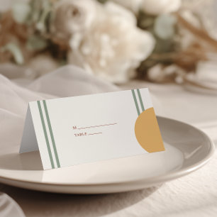 Colourful Boho Terracotta Yellow Arches Wedding Place Card