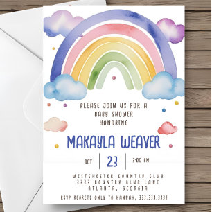 colourful Boho Watercolor Rainbow Boy Baby Shower Invitation