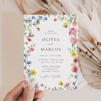 Colourful Boho Wildflower Fairytale Elegant Weddin Invitation