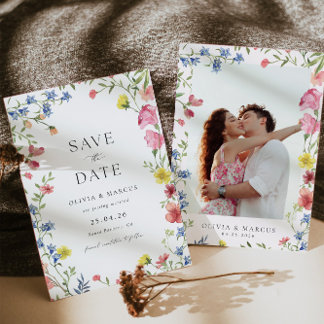 Colourful Boho Wildflower Fairytale Elegant Weddin Save The Date