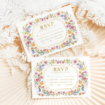 Colourful Boho Wildflower Garden Wedding RSVP Card<br><div class="desc">Impress your guests with this classy yet cheerful design featuring colourful watercolor wildflowers mixed with lush greenery foliage. Use the text fields to personalise the card with your own wording and details. If you want to change the font style,  colour or text placement,  simply click the "Customise Further" button.</div>