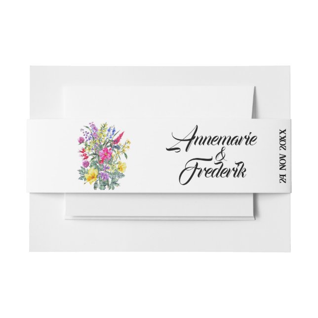 Colourful | Boho | Wildflower Invitation Belly Band (Front Example)
