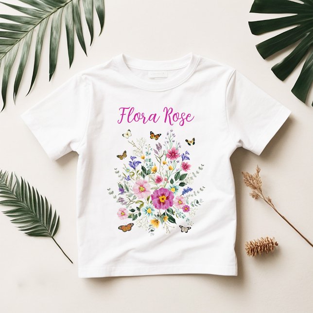 Colourful Boho Wildflower Meadow Girl Birthday Baby T-Shirt (Creator Uploaded)