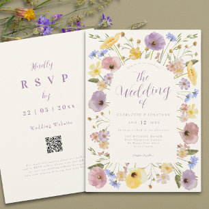 Colourful Boho Wildflower Wedding  Invitation