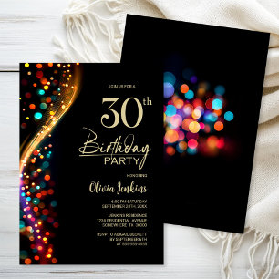 Colourful Bokeh 30th Birthday Party Invitation