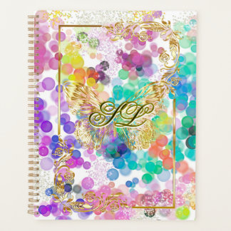 Colourful Bokeh Abstract Gold Frame&Butterfly Planner