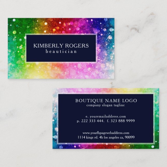 Colourful Bokeh Glitter And Sparkles Business Card (Front/Back)
