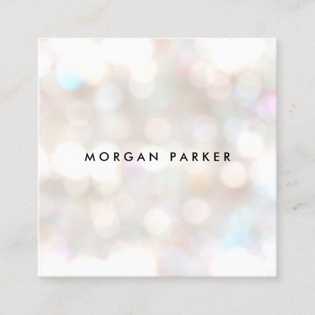 Colourful Bokeh Glitter Square Square Business Card (Front)