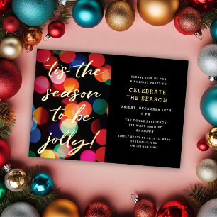 Colourful Bokeh Gold Modern Script Holiday Party