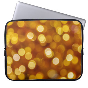 Colourful bokeh lights, Christmas background. Laptop Sleeve