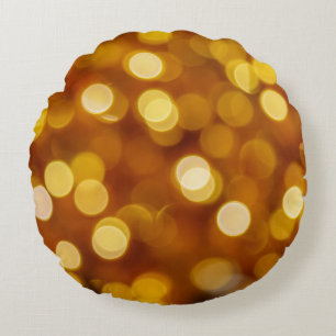 Colourful bokeh lights, Christmas background. Round Cushion