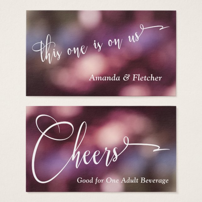 Colourful Bokeh & Typography Drink Tickets (Front & Back)