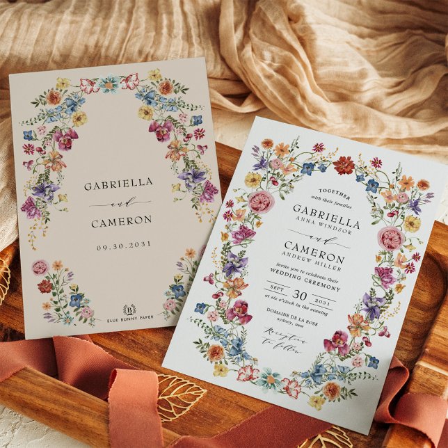 Colourful & Bold Boho Flower Garden Wedding Invitation (Creator Uploaded)