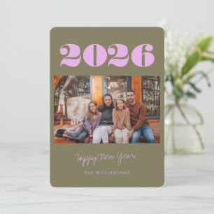 Colourful Bold Boho Olive 2 Photo 2025 New Year's Holiday Card