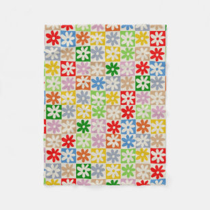 Colourful Bold Chequered Flower Y2K Pattern Fleece Blanket