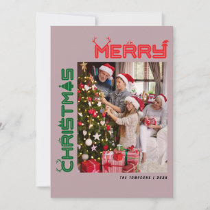 Colourful Bold Christmas Family Photos Holiday Car Card