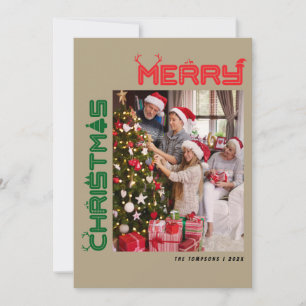 Colourful Bold Christmas Family Photos Holiday Car Card