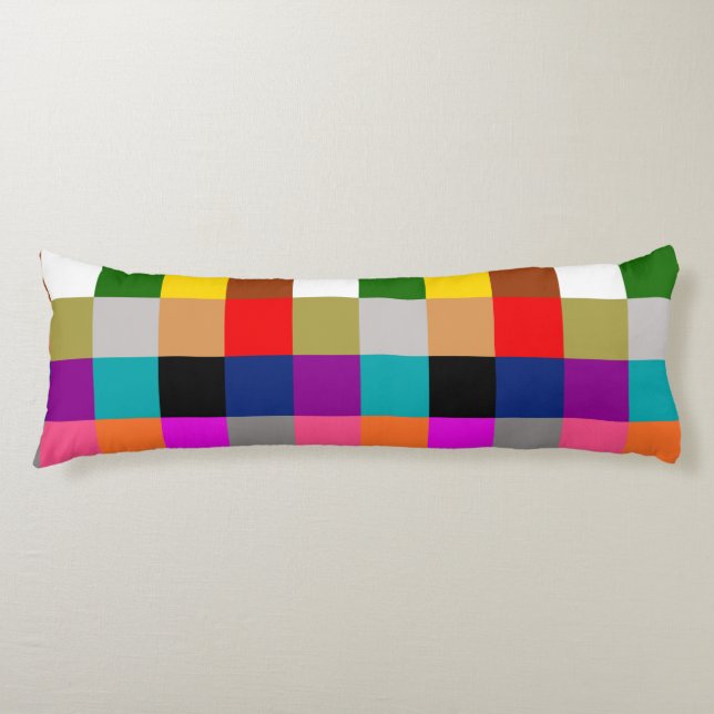 Colourful Bold Colour Blocks Pattern Design  Body Cushion (Front)
