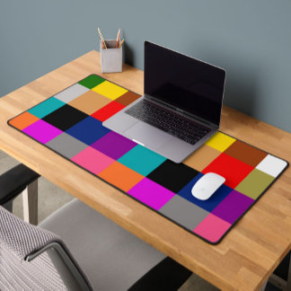 Colourful Bold Colour Blocks Pattern Design Desk Mat